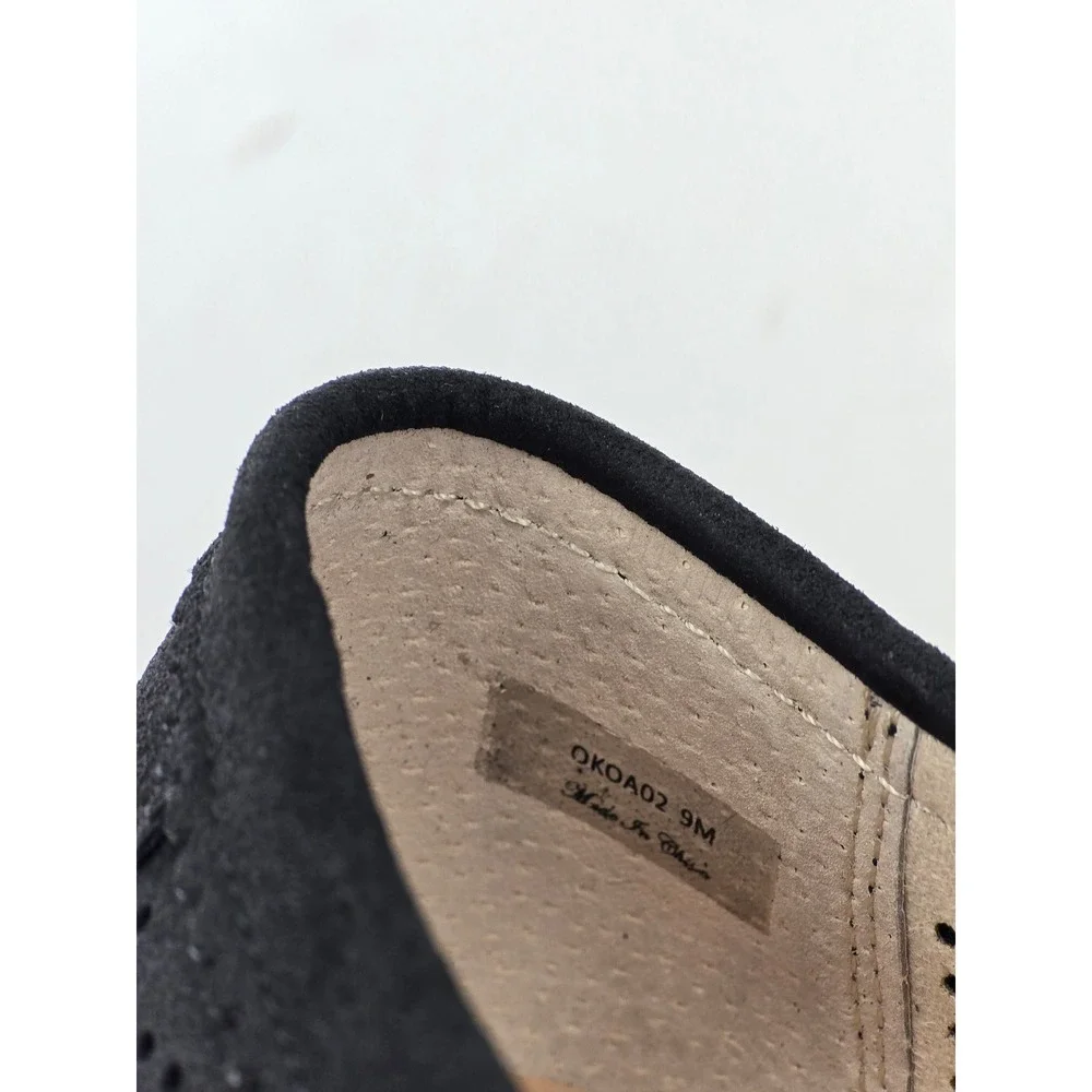 NYDJ Okoa Suede Loafers Womens 9 Black Perforated Bow Slip On - New